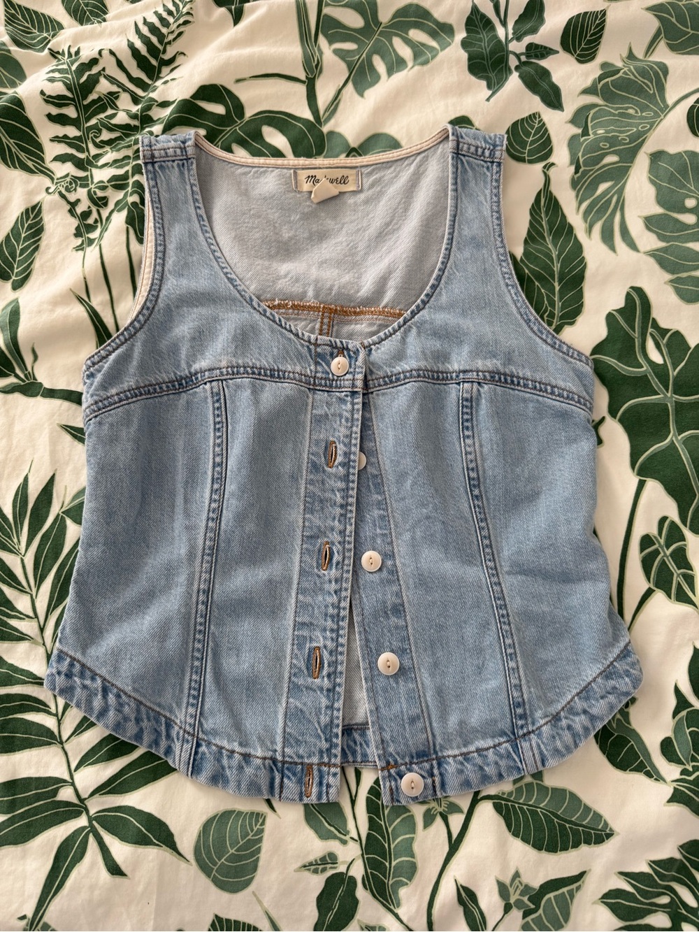 Madewell Light Wash Denim Button front vest